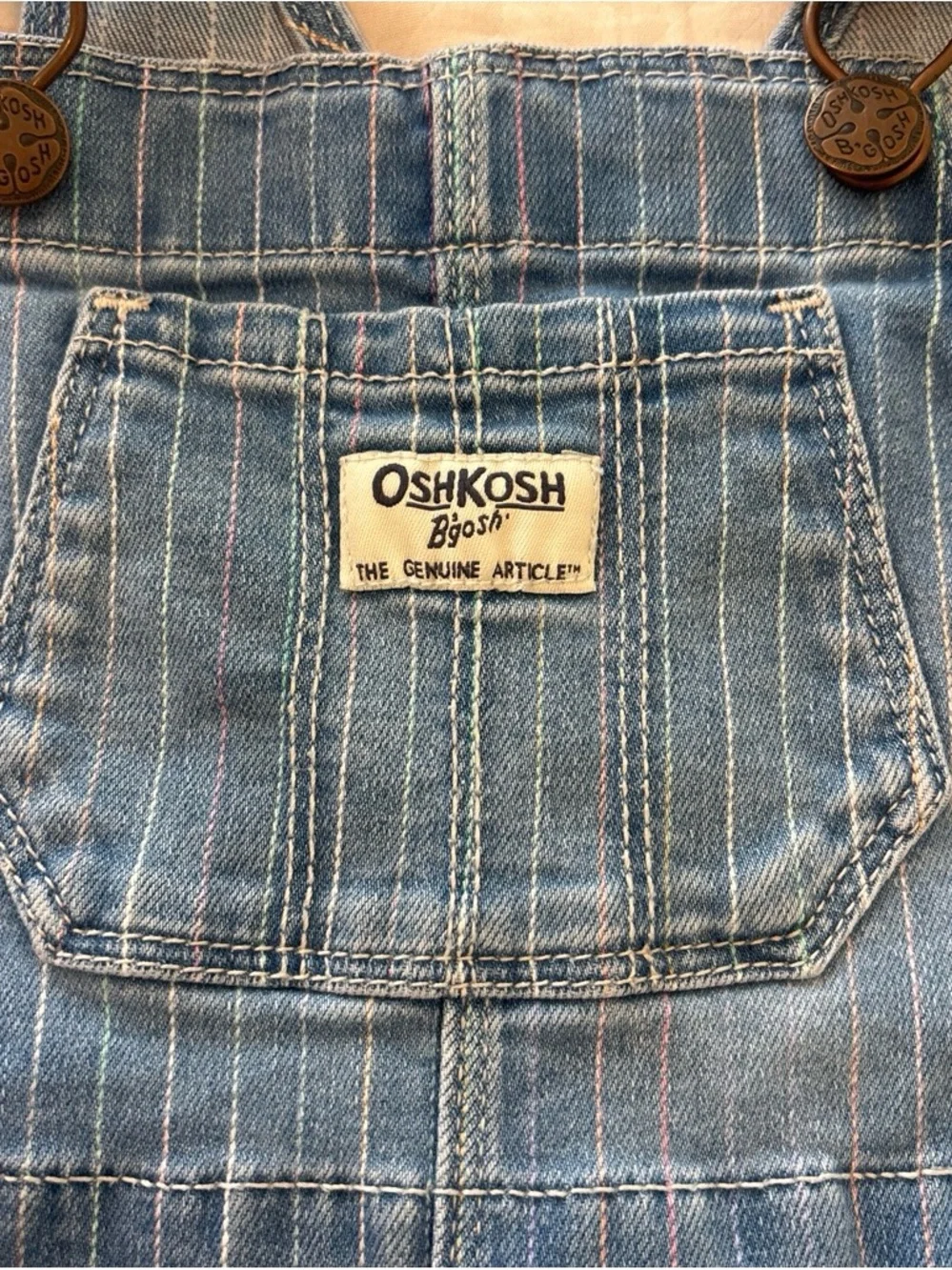 OshKosh B'gosh Light Blue Pinstripe Denim Overalls
